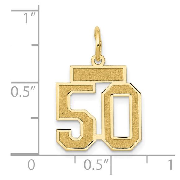 14k Yellow Gold, Jersey Collection, Small Number 50 Pendant